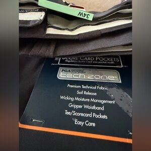 PGA Tour Tech-Zone Gray Golf Pants - 34W